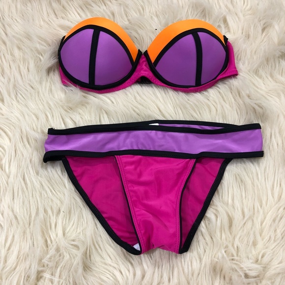 {ELECTRA} Neon Geo block Bikini set - Picture 2 of 6